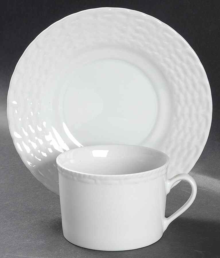 White Wicker Flat Cup & Saucer Set by Tienshan-1