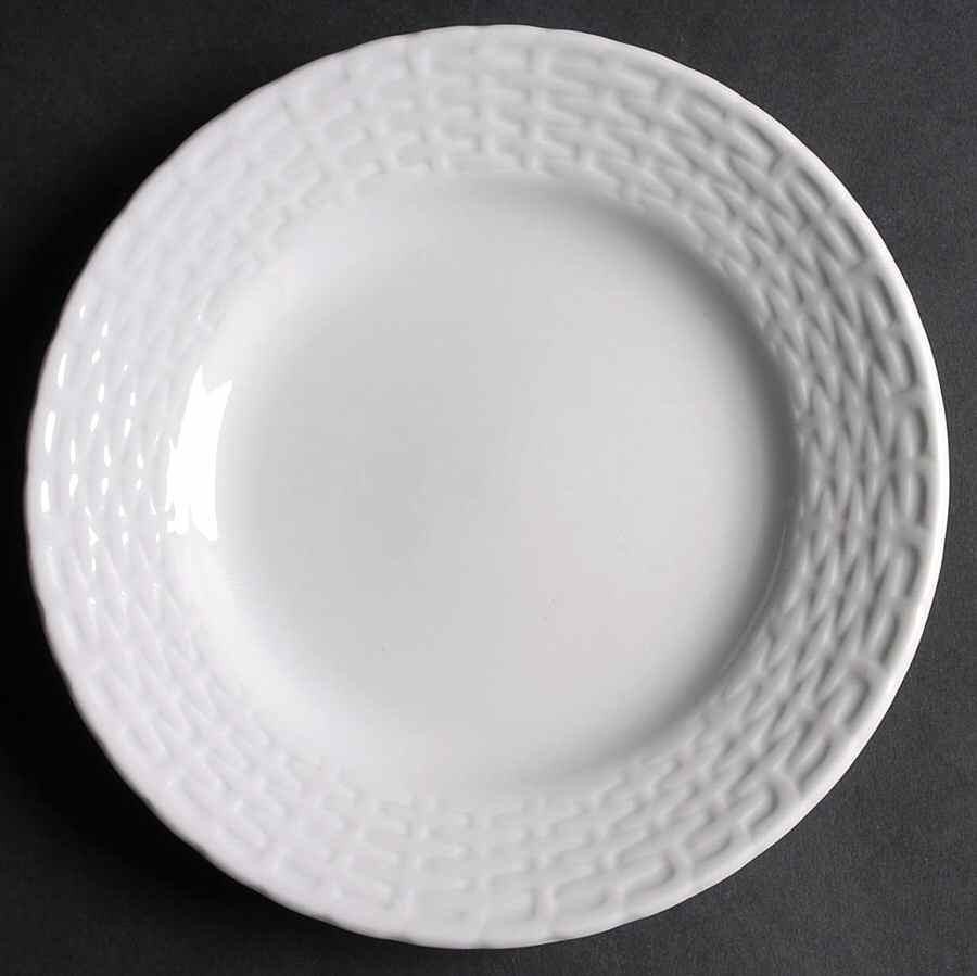 White Wicker Salad Plate by Tienshan-1