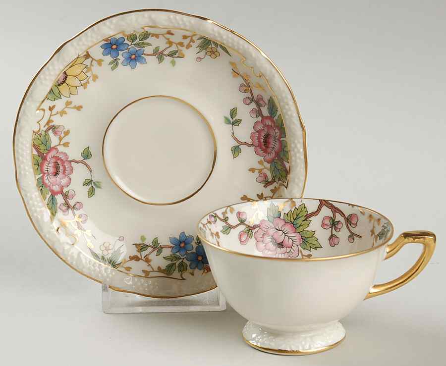 Primavera (Cream) Footed Demitasse Cup & Saucer Set by R S Tillowitz-1
