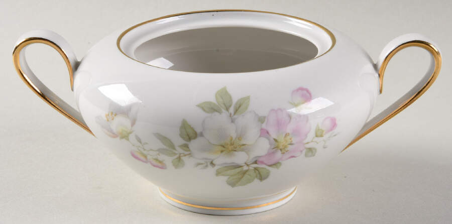 Apple Blossom (White Background) Sugar Bowl No Lid by Tirschenreuth-1