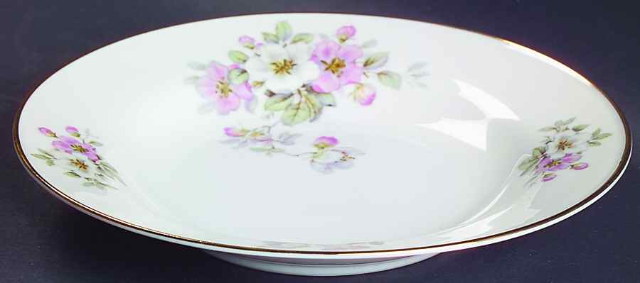 Apple Blossom (White Background) Rim Soup Bowl by Tirschenreuth-1