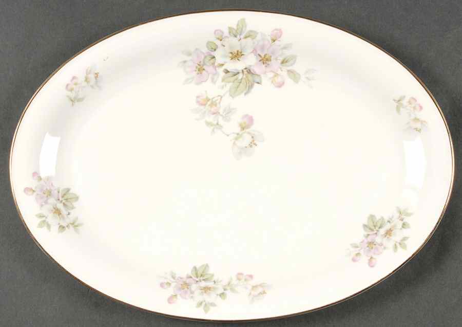 Apple Blossom (White Background) 12" Oval Serving Platter by Tirschenreuth-1