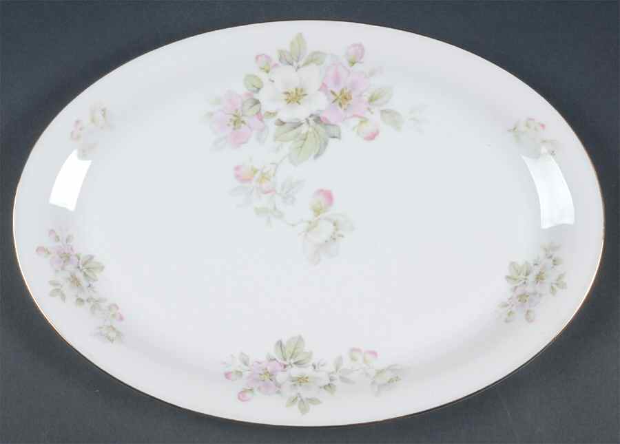 Apple Blossom (White Background) 12" Oval Serving Platter by Tirschenreuth-1