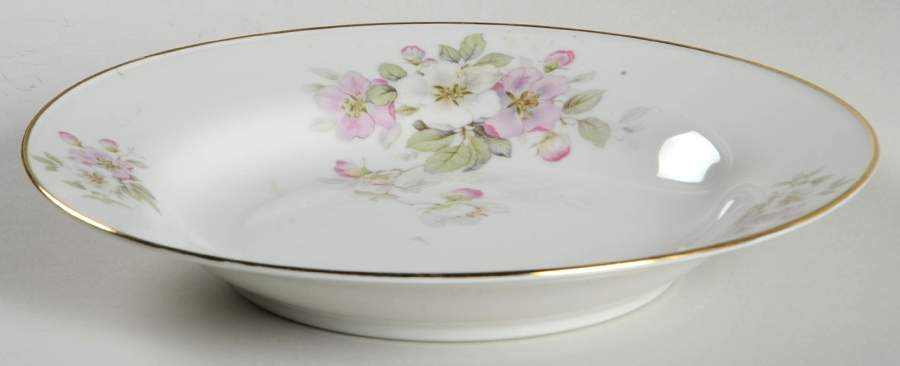 Apple Blossom (White Background) Rim Soup Bowl by Tirschenreuth-1