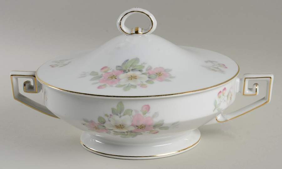 Apple Blossom (White Background) Round Covered Vegetable by Tirschenreuth-1