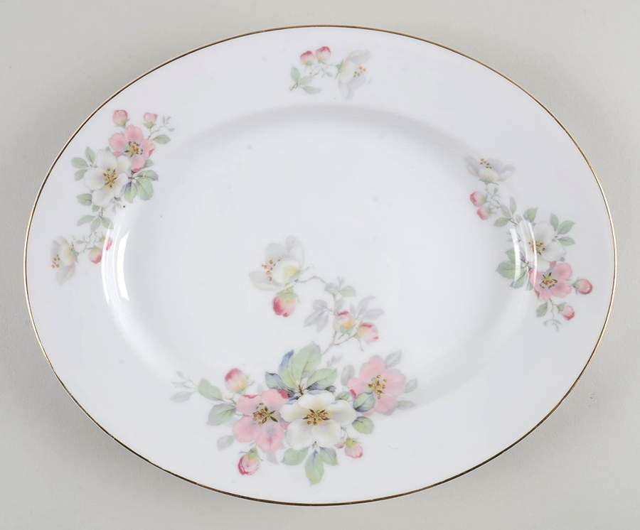 Apple Blossom (White Background) 11" Oval Serving Platter by Tirschenreuth-1
