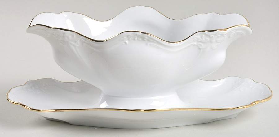 Baronesse Zitrogold Gravy Boat with Attached Underplate by Tirschenreuth-1