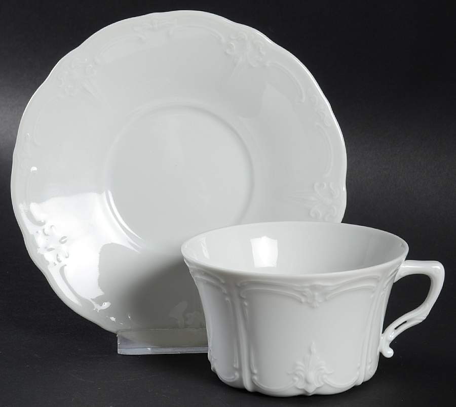 Baronesse White Flat Cup & Saucer Set by Tirschenreuth-1