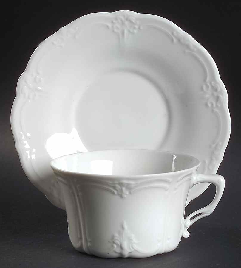 Baronesse White Flat Cup & Saucer Set by Tirschenreuth-1