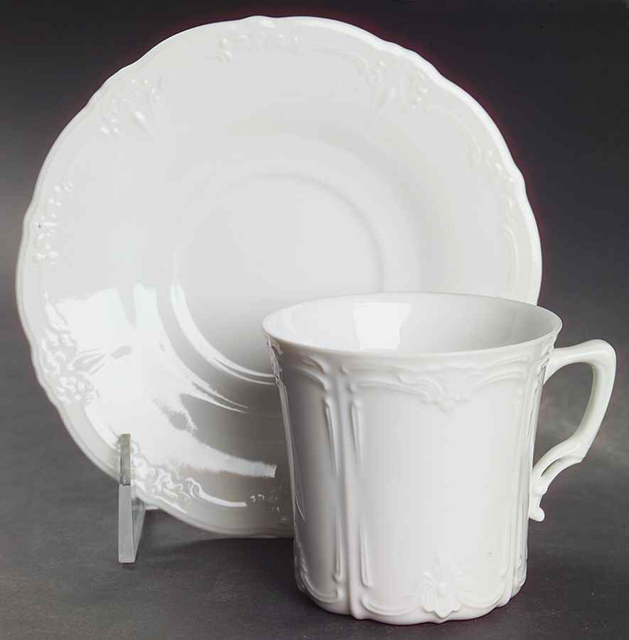 Baronesse White Flat Cup & Saucer Set by Tirschenreuth-1