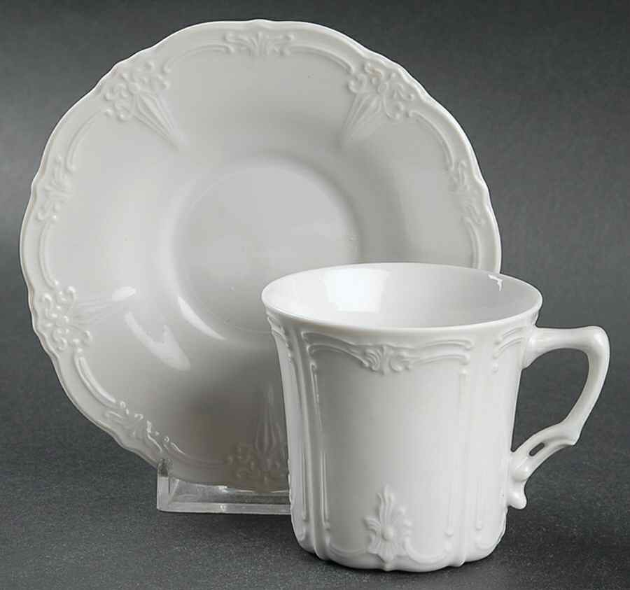 Baronesse White Flat Demitasse Cup & Saucer Set by Tirschenreuth-1
