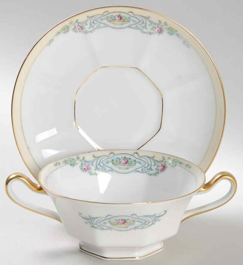 Beaumont Footed Cream Soup Bowl & Saucer Set by Tirschenreuth-1
