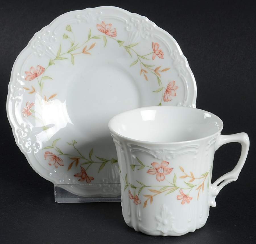 Belle Fleur Flat Demitasse Cup & Saucer Set by Tirschenreuth-1