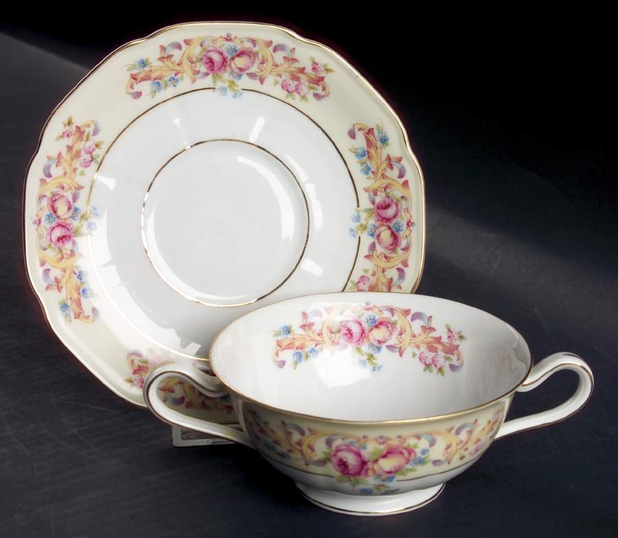 Cambria Footed Cream Soup Bowl & Saucer Set by Tirschenreuth-1