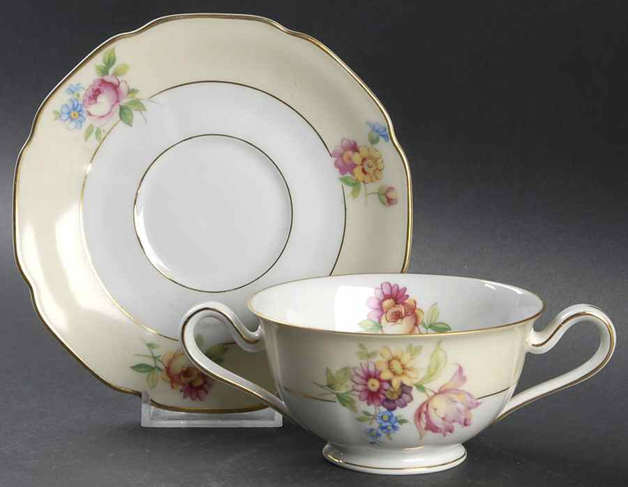 Carlton Footed Bouillon Cup & Saucer by Tirschenreuth-1