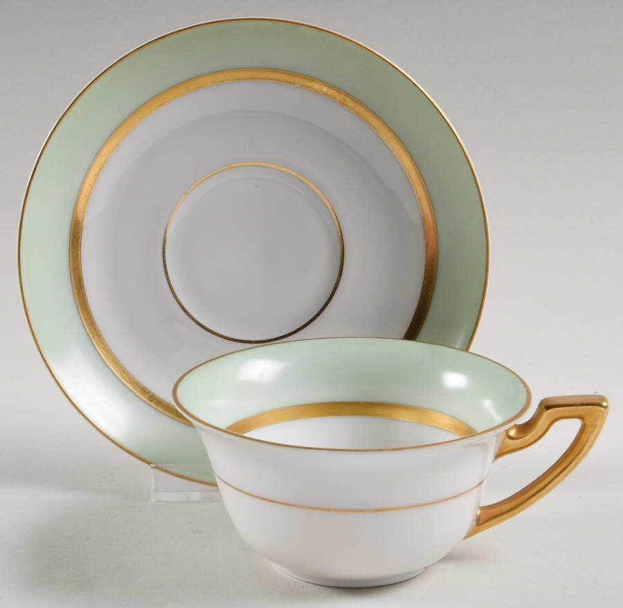Clyde Green Flat Cup & Saucer Set by Tirschenreuth-1