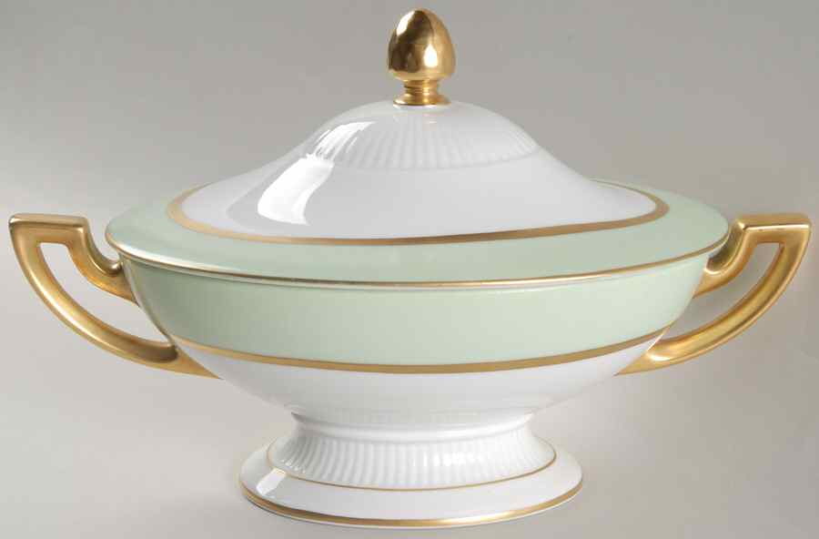 Clyde Green Oval Covered Vegetable by Tirschenreuth-1