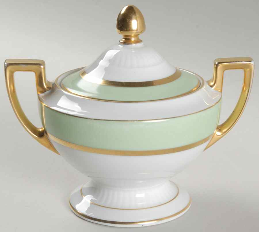 Clyde Green Sugar Bowl & Lid by Tirschenreuth-1
