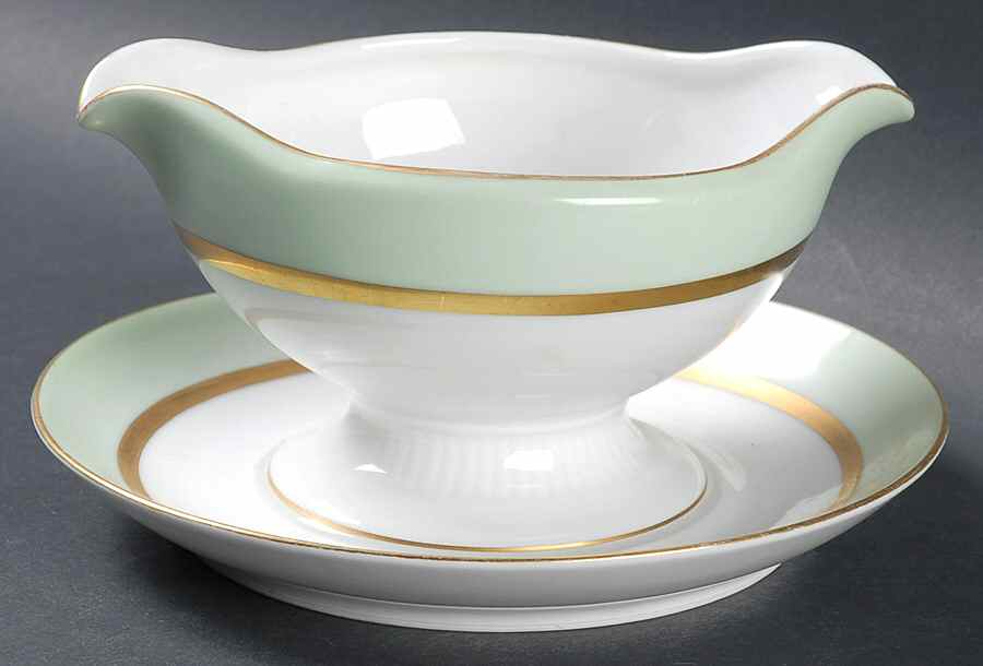 Clyde Green Gravy Boat with Attached Underplate by Tirschenreuth-1