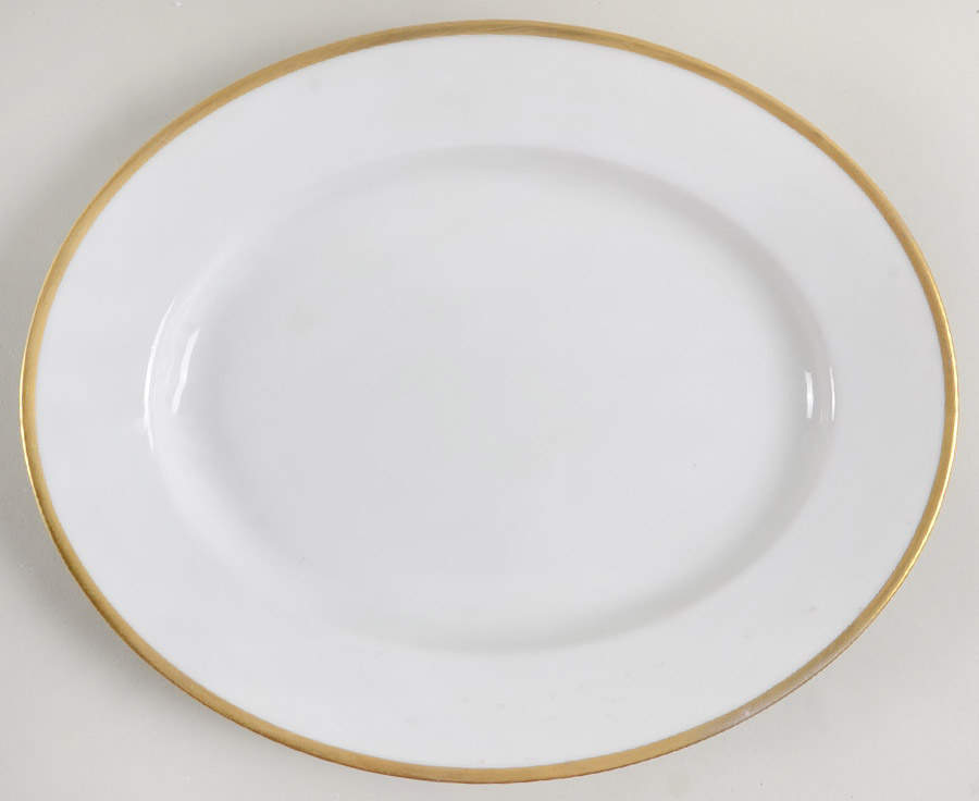 Colonial (Smooth Gold Band) 11" Oval Serving Platter by Tirschenreuth-1
