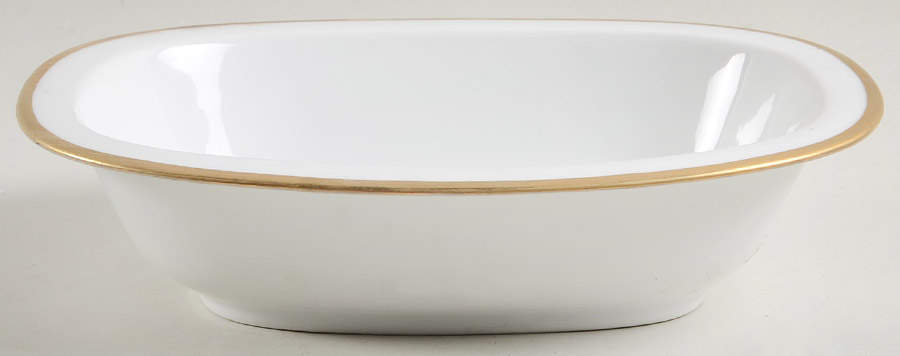 Colonial (Smooth Gold Band) 9" Oval Vegetable Bowl by Tirschenreuth-1