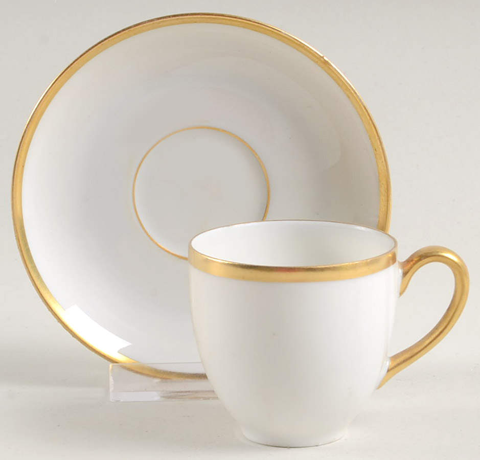 Colonial (Smooth Gold Band) Flat Demitasse Cup & Saucer Set by Tirschenreuth-1