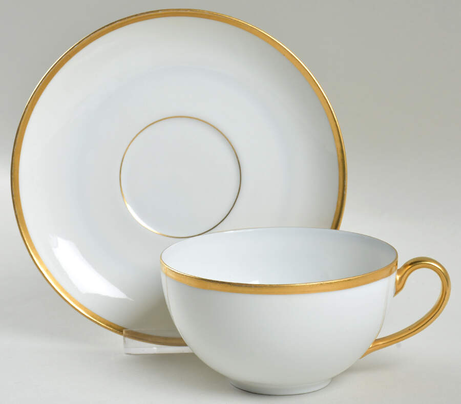 Colonial (Smooth Gold Band) Oversized Cup & Saucer Set by Tirschenreuth-1