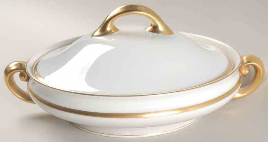 Colonial (Smooth Gold Band) Round Covered Vegetable by Tirschenreuth-1