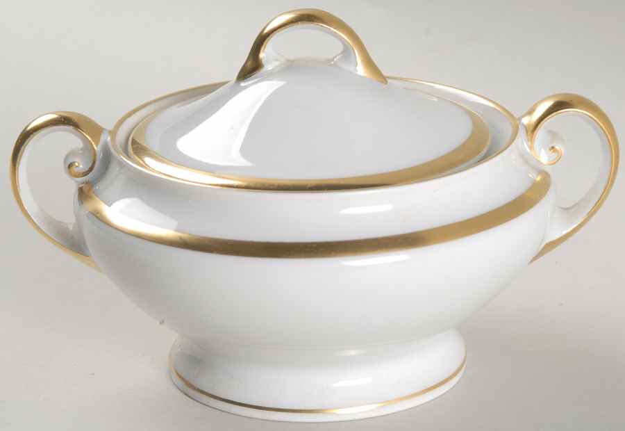 Colonial (Smooth Gold Band) Sugar Bowl & Lid by Tirschenreuth-1