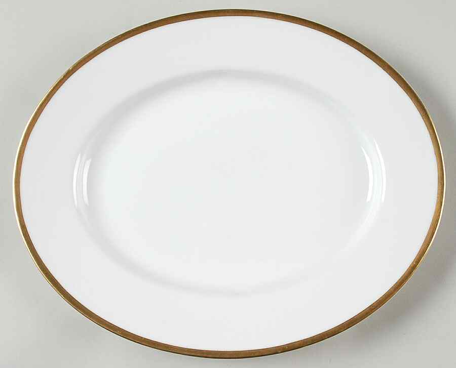 Colonial (Smooth Gold Band) 10" Oval Serving Platter by Tirschenreuth-1
