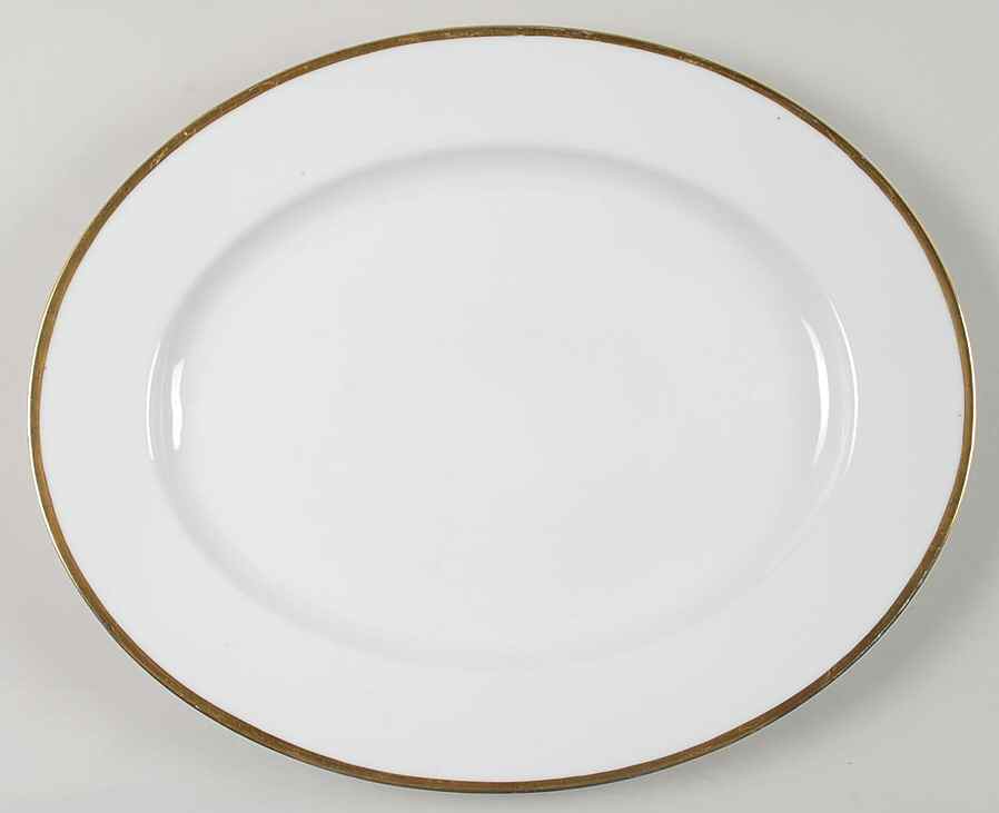 Colonial (Smooth Gold Band) 16" Oval Serving Platter by Tirschenreuth-1