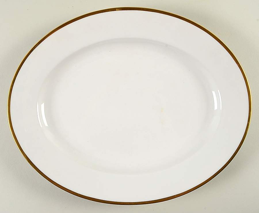 Colonial (Smooth Gold Band) 14" Oval Serving Platter by Tirschenreuth-1