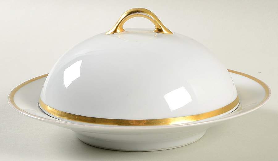 Colonial (Smooth Gold Band) Round Covered Butter by Tirschenreuth-1