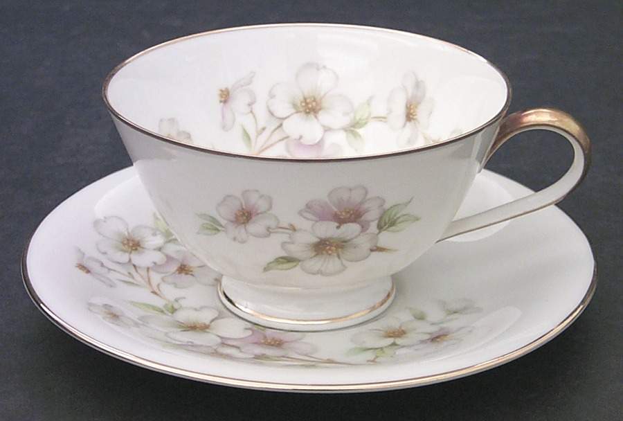 Dogwood Footed Cup & Saucer Set by Tirschenreuth-1