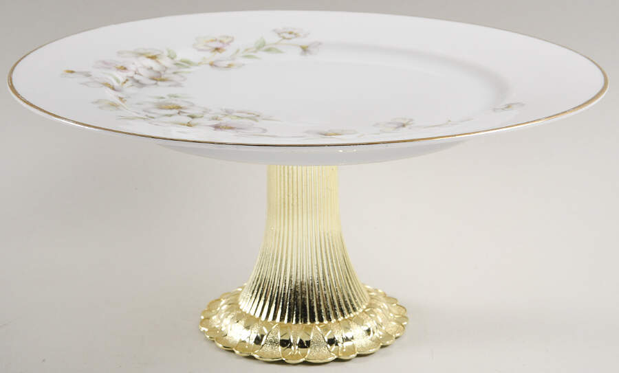 Dogwood Cake Stand with 4"-5" Metal Pedestal  Hc by Tirschenreuth-1