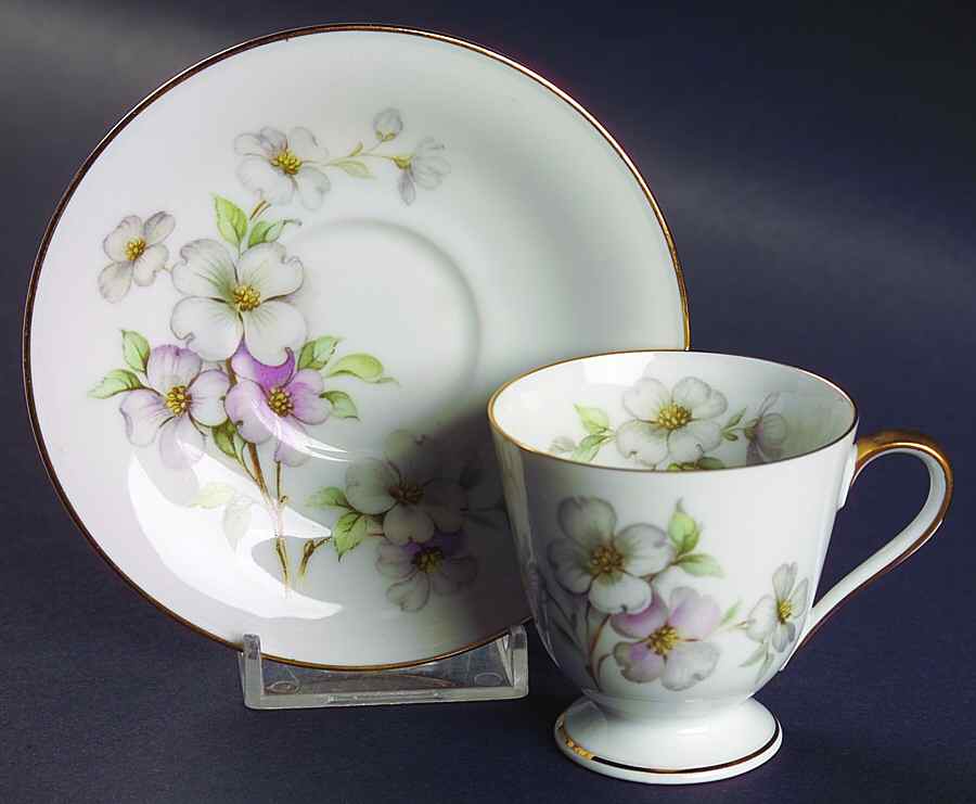 Dogwood Footed Demitasse Cup & Saucer Set by Tirschenreuth-1