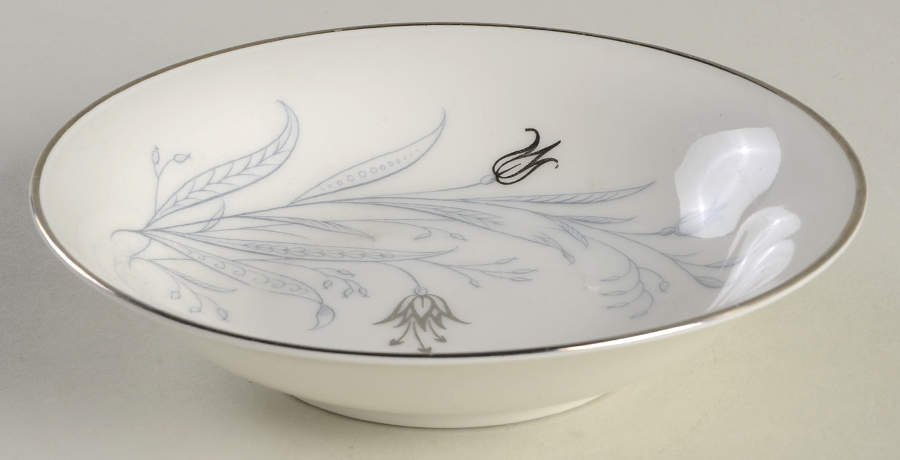 Fantasy (Blue and Platinum Flowers, Coupe) Fruit/Dessert (Sauce) Bowl by Tirschenreuth-1
