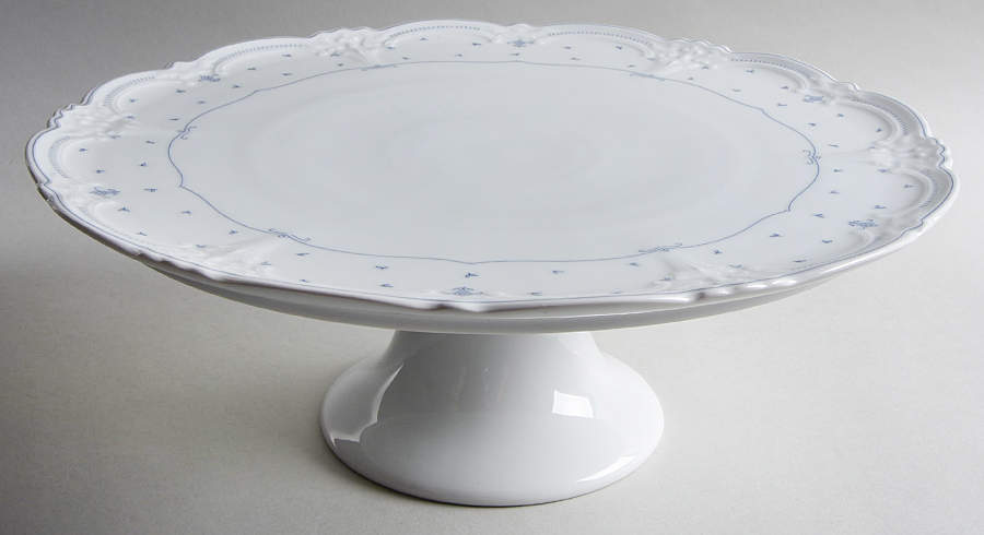 Fleur De Lis Blue 12" Diameter Pedestal Cake Stand by Tirschenreuth-1