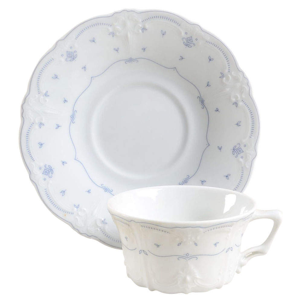 Fleur De Lis Blue Flat Continental Cup & Saucer Set by Tirschenreuth-1