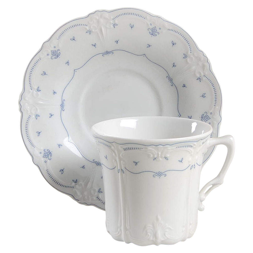Fleur De Lis Blue Flat Cup & Saucer Set by Tirschenreuth-1