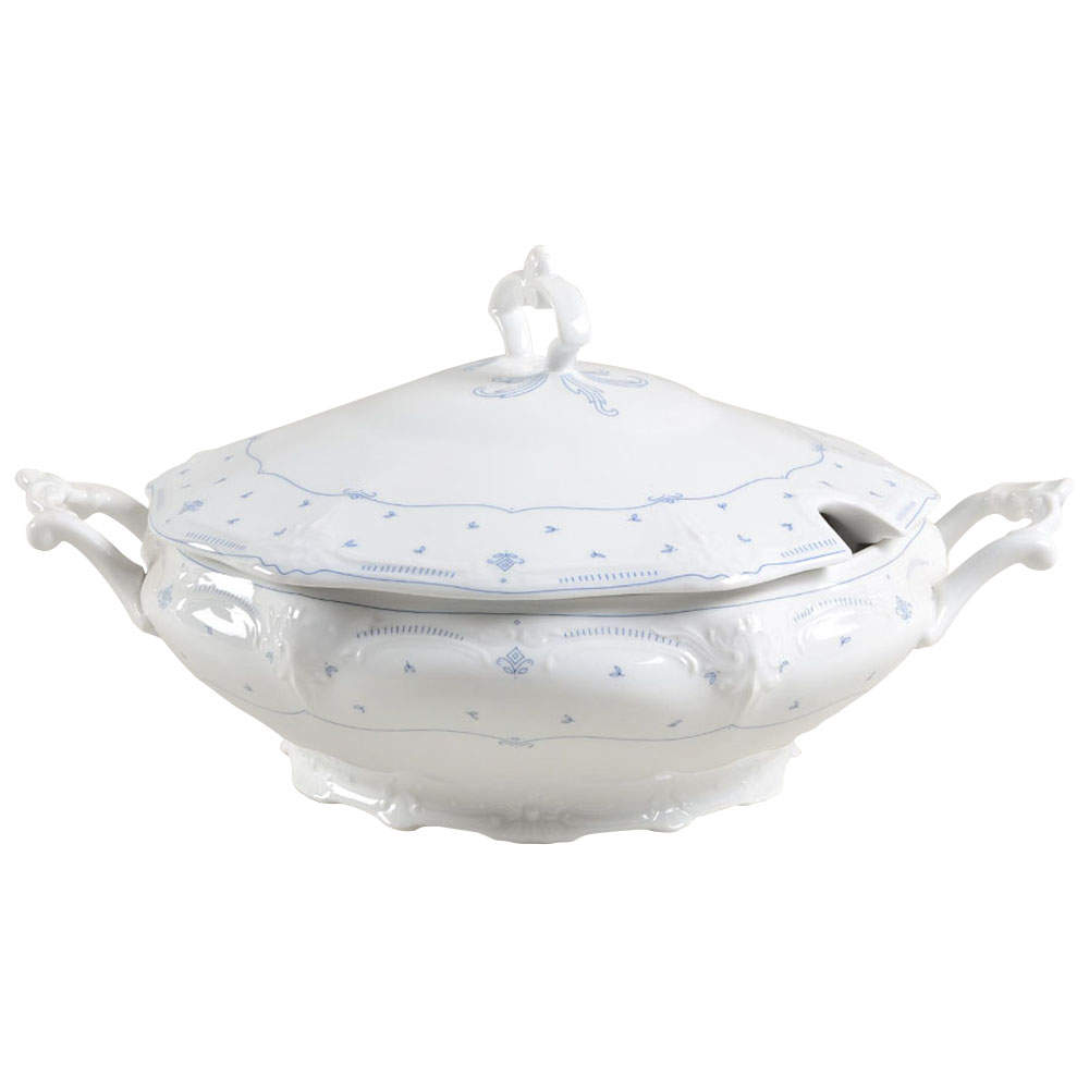 Fleur De Lis Blue Round Covered Vegetable by Tirschenreuth-1