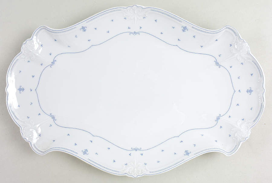 Fleur De Lis Blue 15" Oval Serving Platter by Tirschenreuth-1