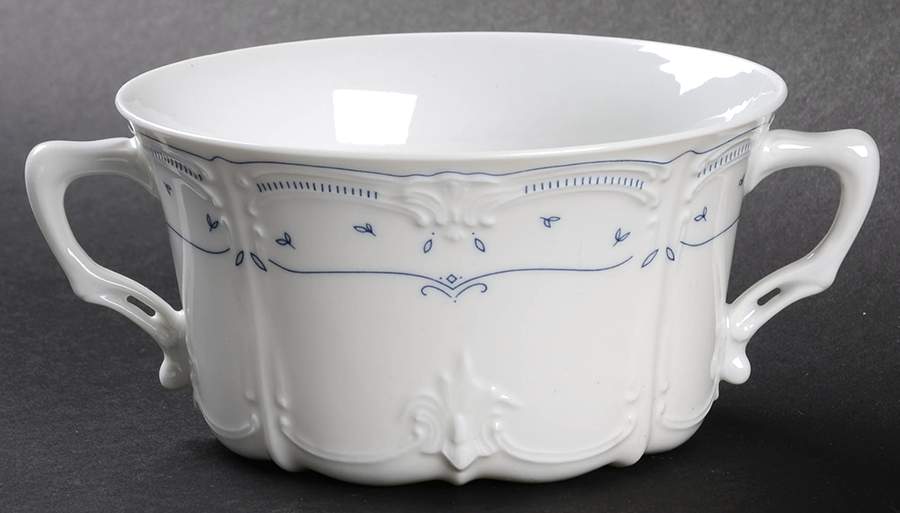 Fleur De Lis Blue Flat Cream Soup Bowl by Tirschenreuth-1