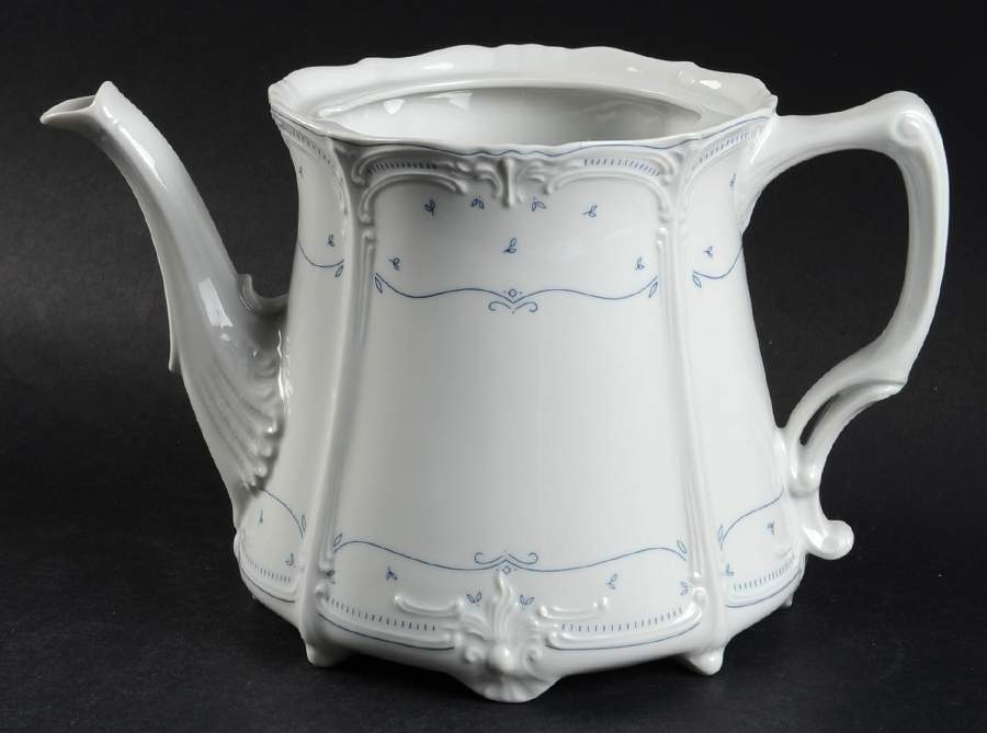 Fleur De Lis Blue Teapot No Lid by Tirschenreuth-1