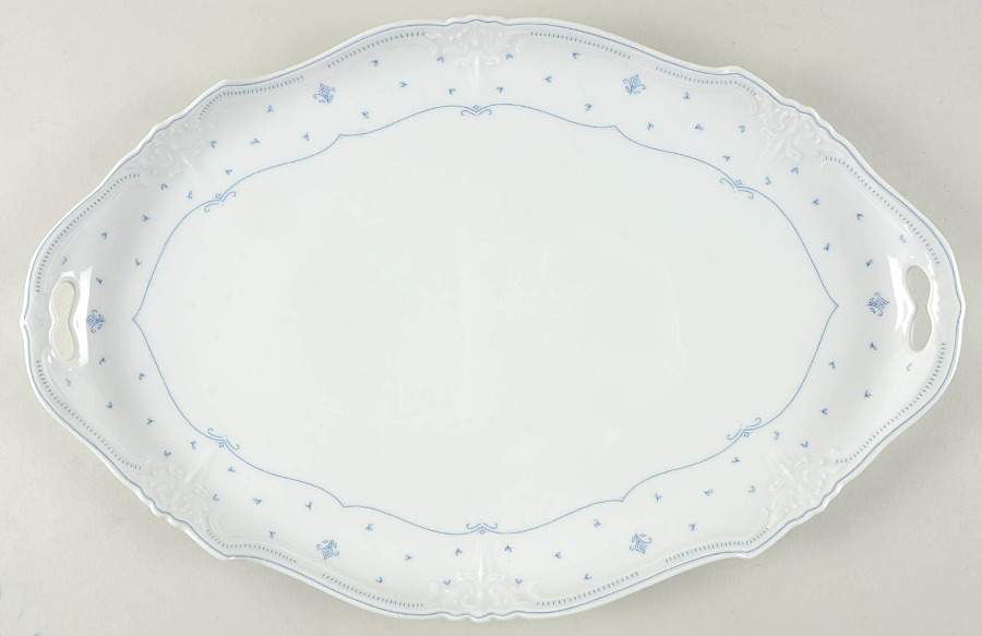 Fleur De Lis Blue 16" Oval Serving Platter by Tirschenreuth-1