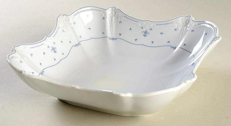 Fleur De Lis Blue 9" Square Vegetable Bowl by Tirschenreuth-1