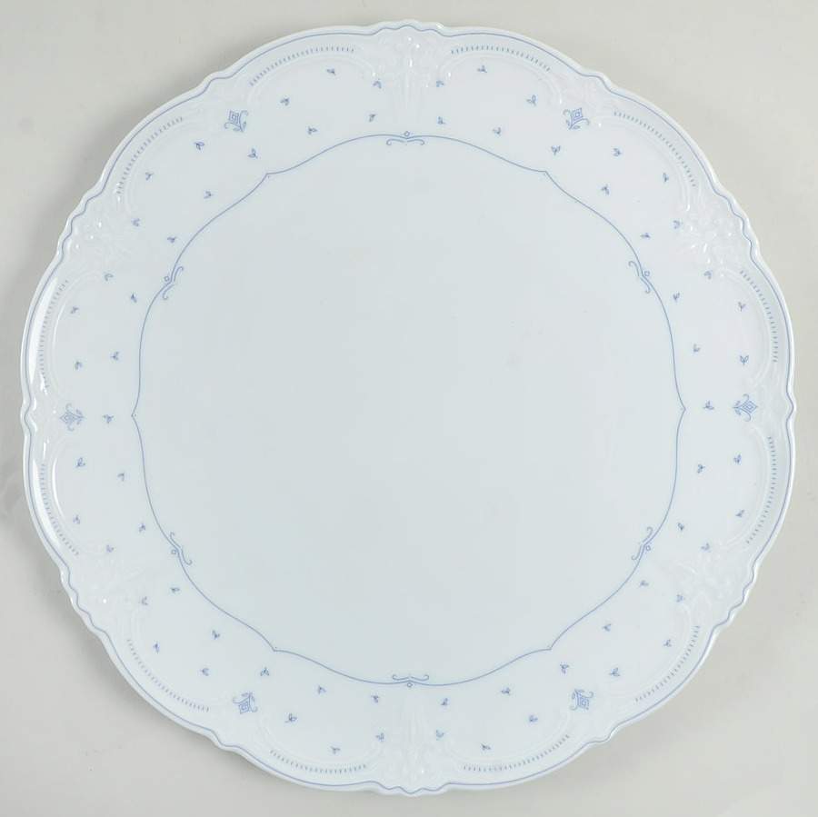 Fleur De Lis Blue Round Torte Plate by Tirschenreuth-1