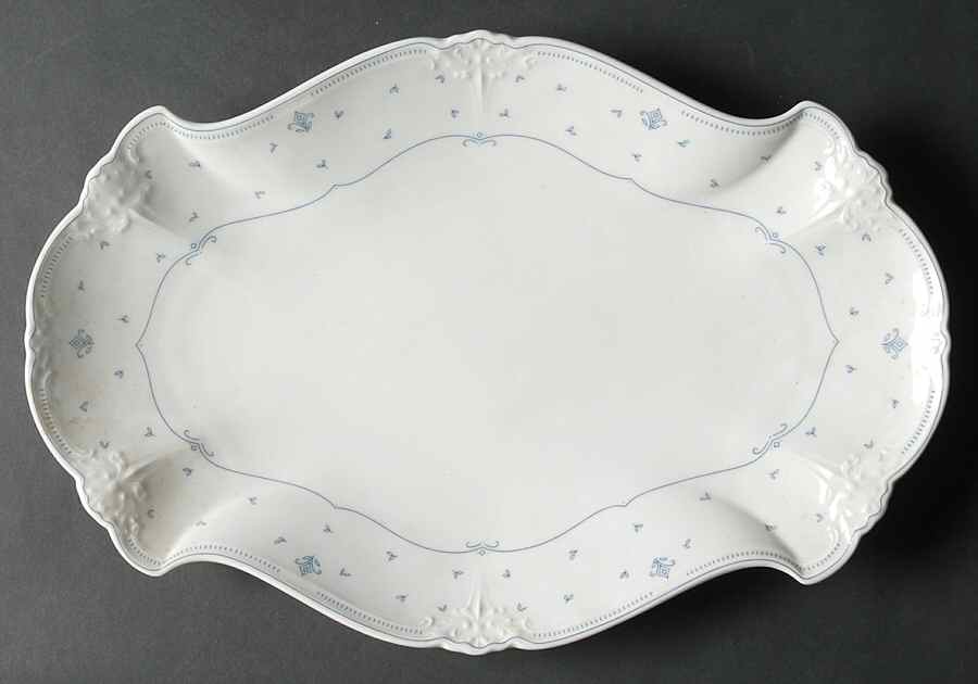 Fleur De Lis Blue 13" Oval Serving Platter by Tirschenreuth-1