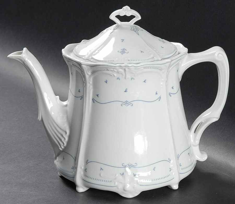 Fleur De Lis Blue Teapot & Lid by Tirschenreuth-1