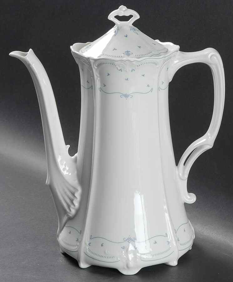 Fleur De Lis Blue Coffee Pot & Lid by Tirschenreuth-1